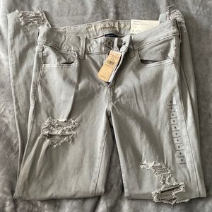 ripped light gray jeggings